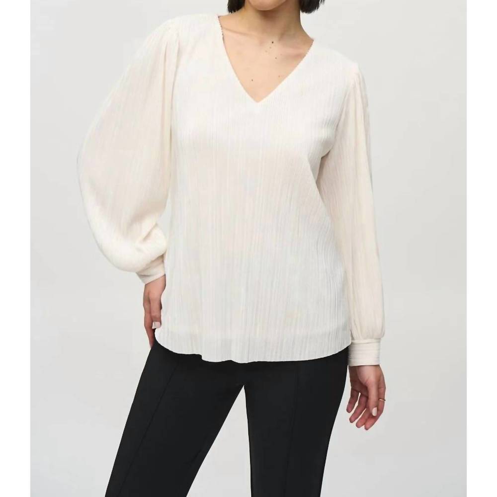 NEW JOSEPH RIBKOFF pleated knit top in off white